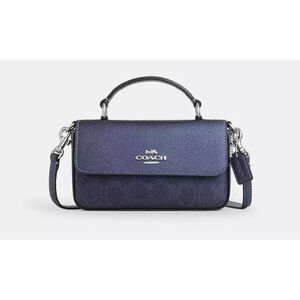 Coach Mini Josie Top Handle Crossbody Bag Metallic Blue Silver